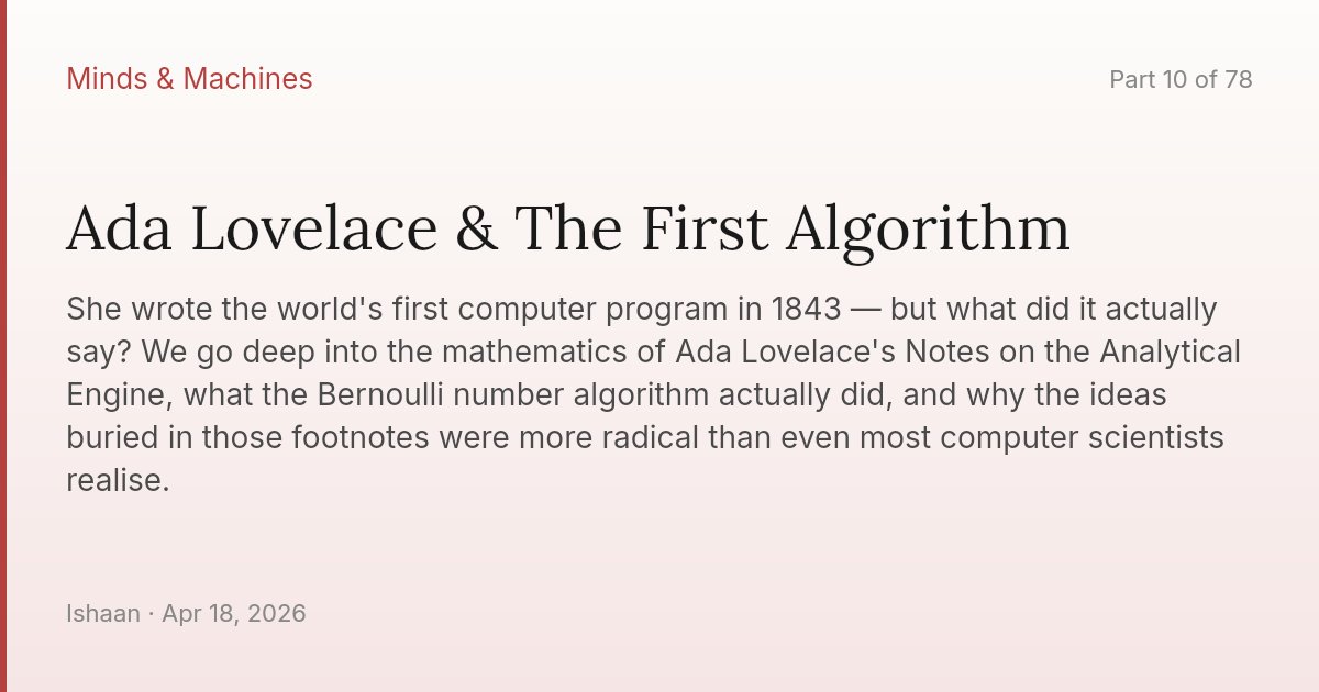 Ada Lovelace & The First Algorithm
