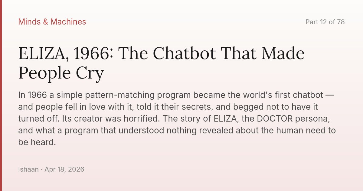 ELIZA, 1966: The Chatbot That Made People Cry